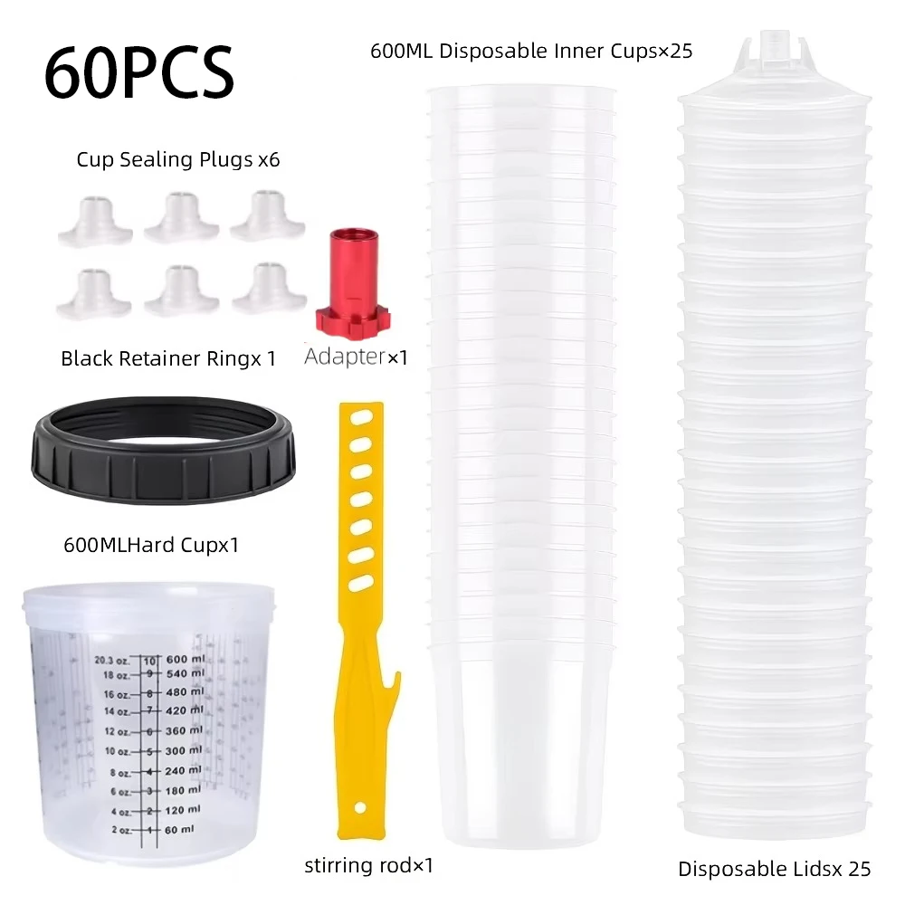 26/52/60PCS 600ml Large Capacity Disposable Spray Paint Mixing Cups, Suitable for Automotive Spray Painting and Crafts