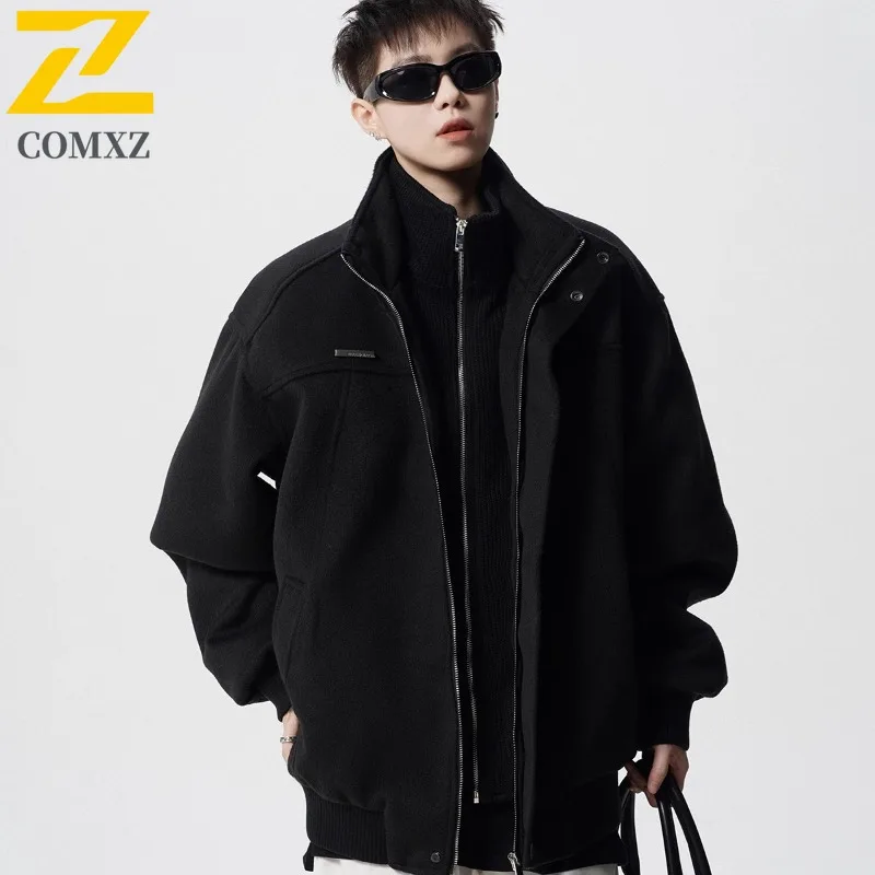 

Men's Cotton Jacket American Streetwear Heavyweight Spring Windproof Waterproof Oversized Bomber Coat Casual Utility Outerwear