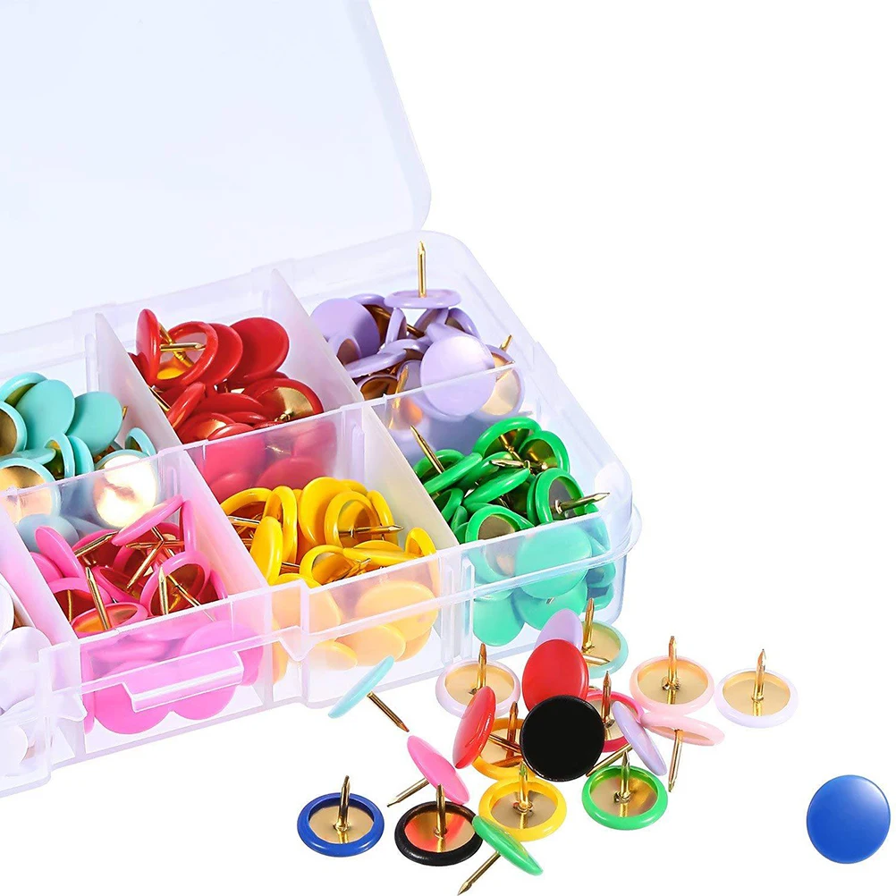 

300pcs Colorful Thumbtacks Pushpins Set Multi-Colored Office Decorative Wall Map Markers for Travel Photos Calendars