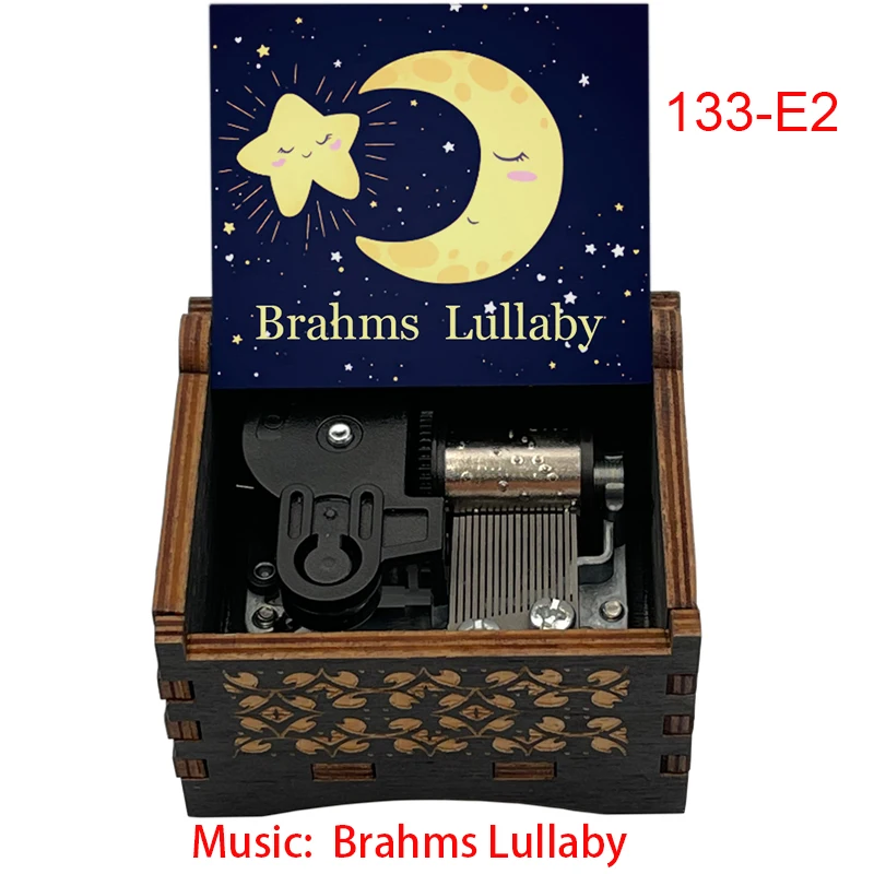 《BRAHMS LULLABY》Wooden UV Color Printed Decorative Music Box Holiday New Year Birthday Gift For Friends