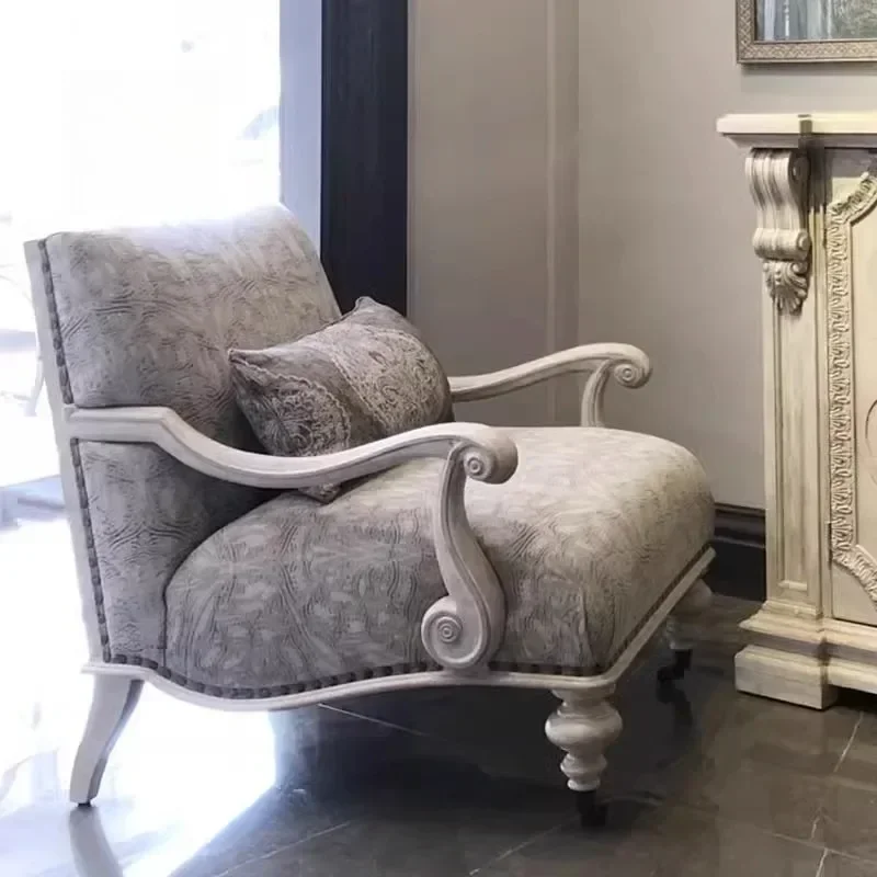 American leisure sofa chair architectural revival solid wood original fabric single leisure sofa revival boss tiger chair