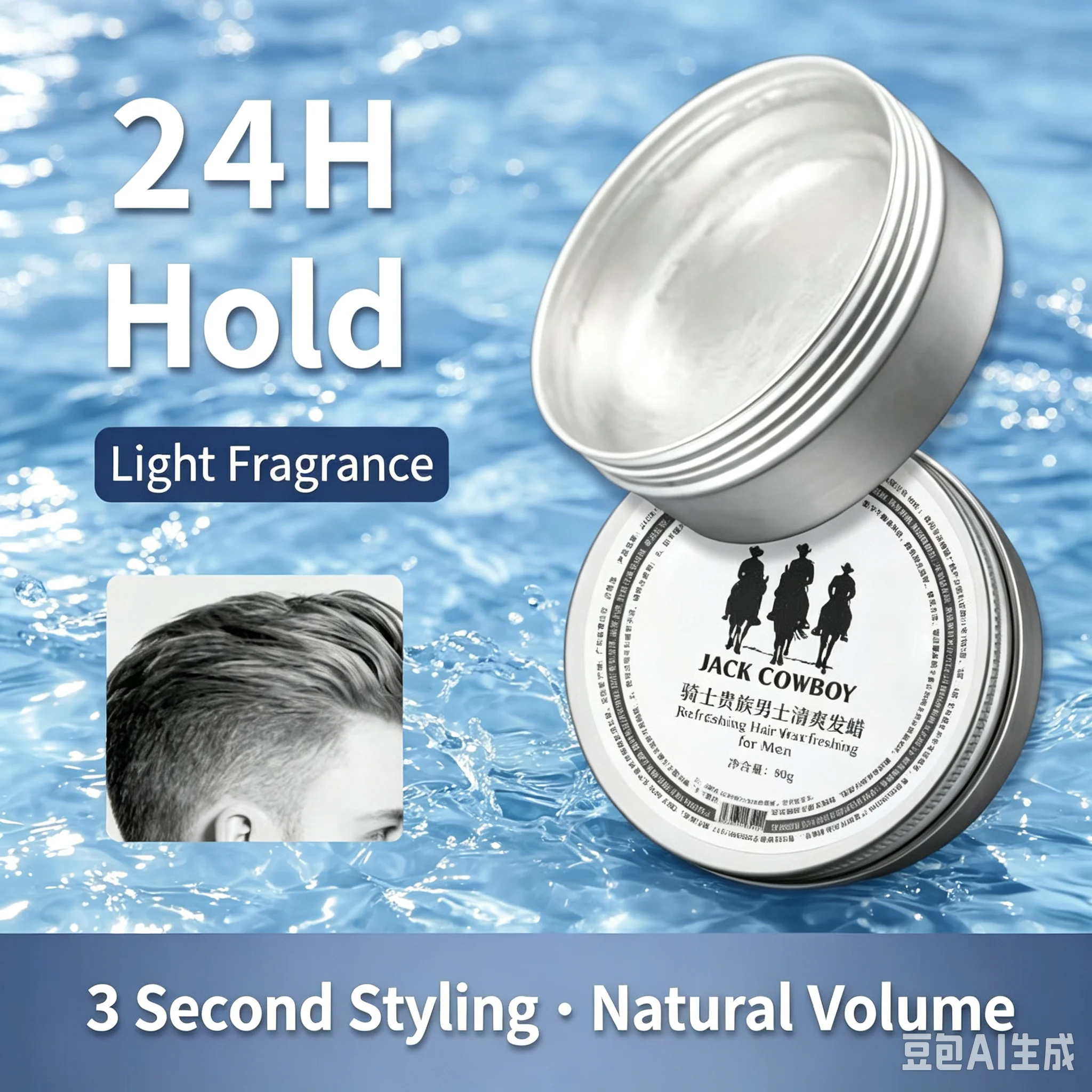 Men Hair Wax Strong Hold Refreshing Non-Greasy Hair Clay Long Lasting Fluffy Volume Matte Finish Easy Wash Daily Hair Styling Wa