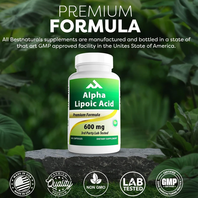 Alpha Lipoic Acid 600mg 60 Capsules - ALA Powerful Antioxidant - Sugar, Milk, Corn, Soy Free