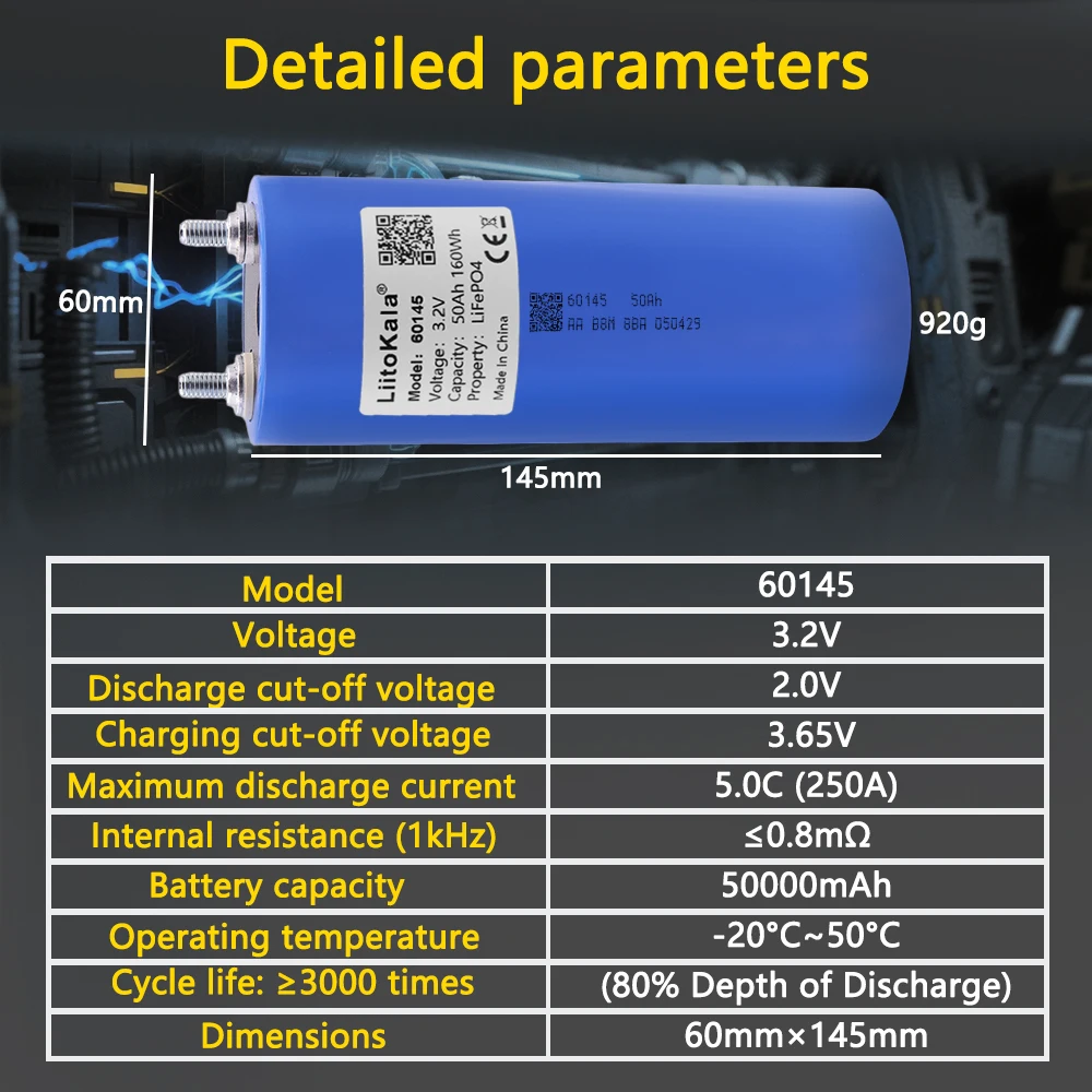 Liitokala 3.2v 50ah lifepo4 bateria 60140 fosfato de ferro de lítio para 12v 24v fora da rede energia solar carro carrinho de golfe viagem de acampamento