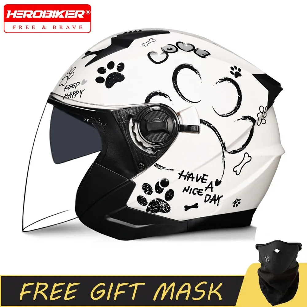 2025年最新高品質バイクヘルメットハーフカバーデュアルレンズオートバイ用ヘルメット男女兼用カップル用バイクヘルメット