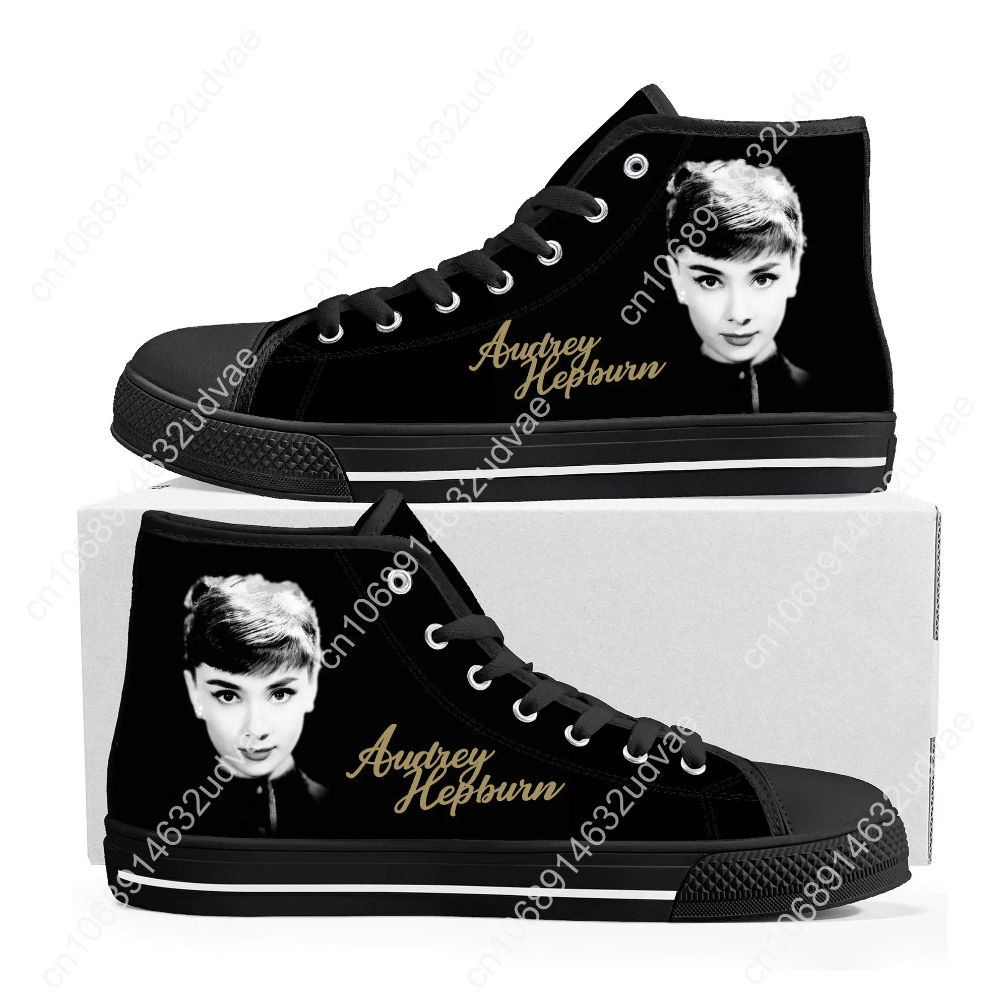 Audrey Hepburn actress High Top Sneakers Mens Womens Teenager Lightweight Canvas Sneaker Ghana Hiking Casual Custom Shoes