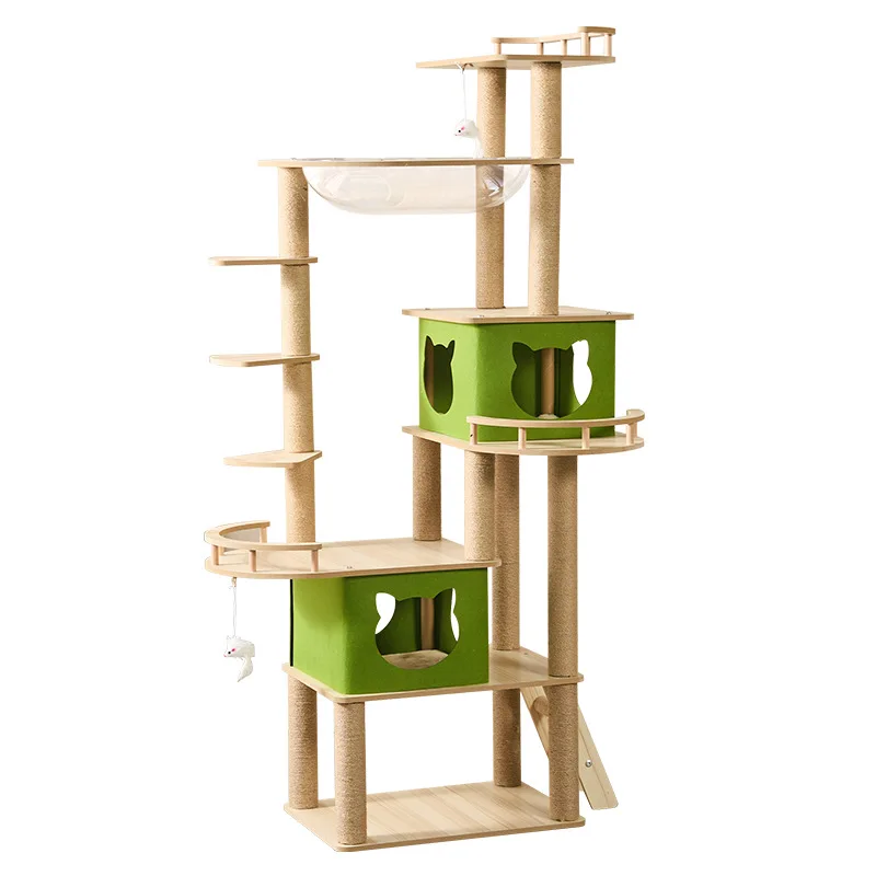 

Каркас для лазания для кошек, фетровое кошачье гнездо, интеграция кошачьего дерева, четыре сезона, космическая капсула, пеньковая веревка, деревянная лестница, съемное гнездо