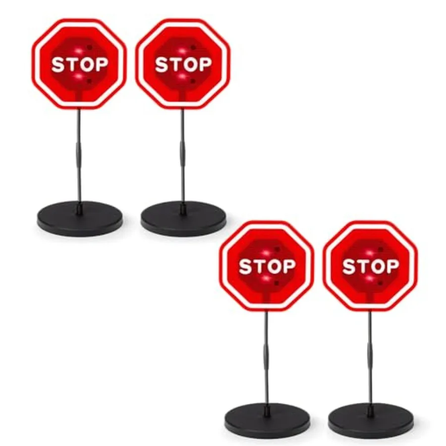 

LED Flashing Stop Sign Parking Assistant for Garage 7" Large Bright Red Sign Adjustable Height to 52"- Warning Car Stop Indicat