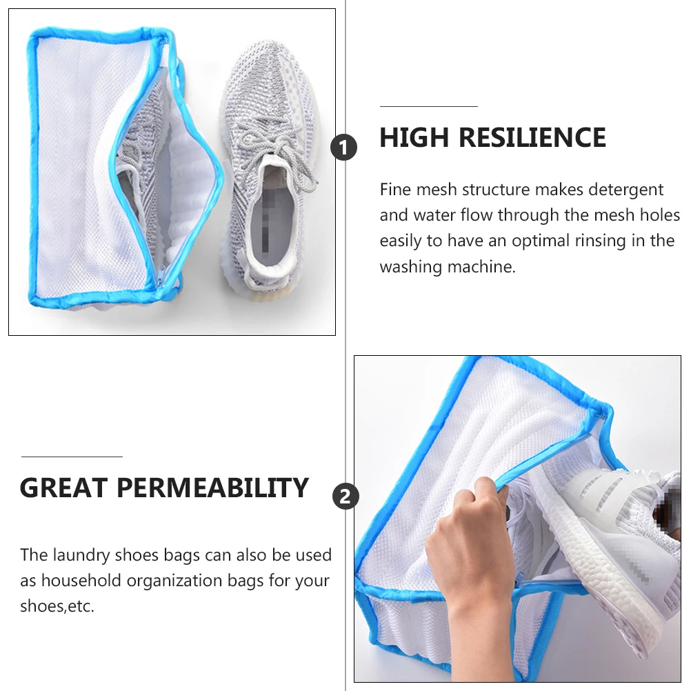 

Shoes Wash Bag Laundry Mesh Bag for Travel Camping Fine Mesh Water Flow Polyester Resilience Permeability Shoe Washing Pouch