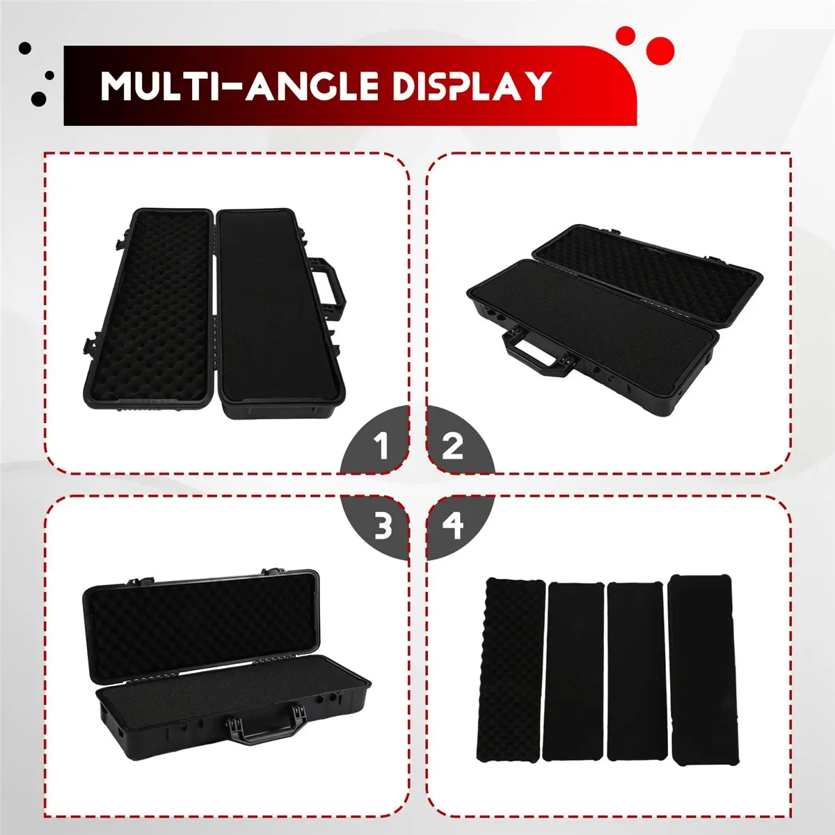 

howhow Waterproof Carry Tool Case Organizer Storage Box Camera Photography Protector Instrument Tool Box with Sponge