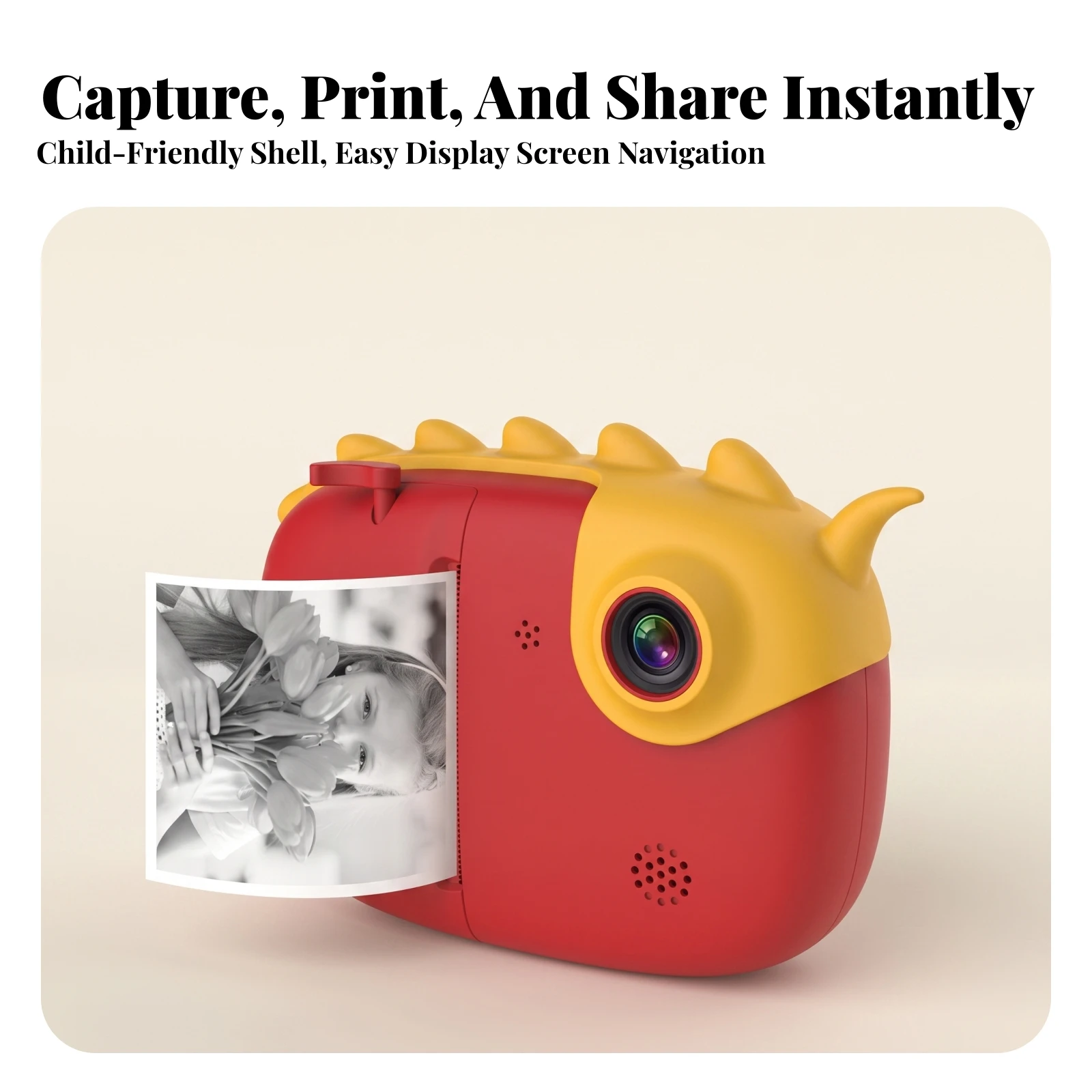 Kids Instant Print Camera Compact Kids Print Camera Mini Multifunctional for Children, Creative Play, Travel