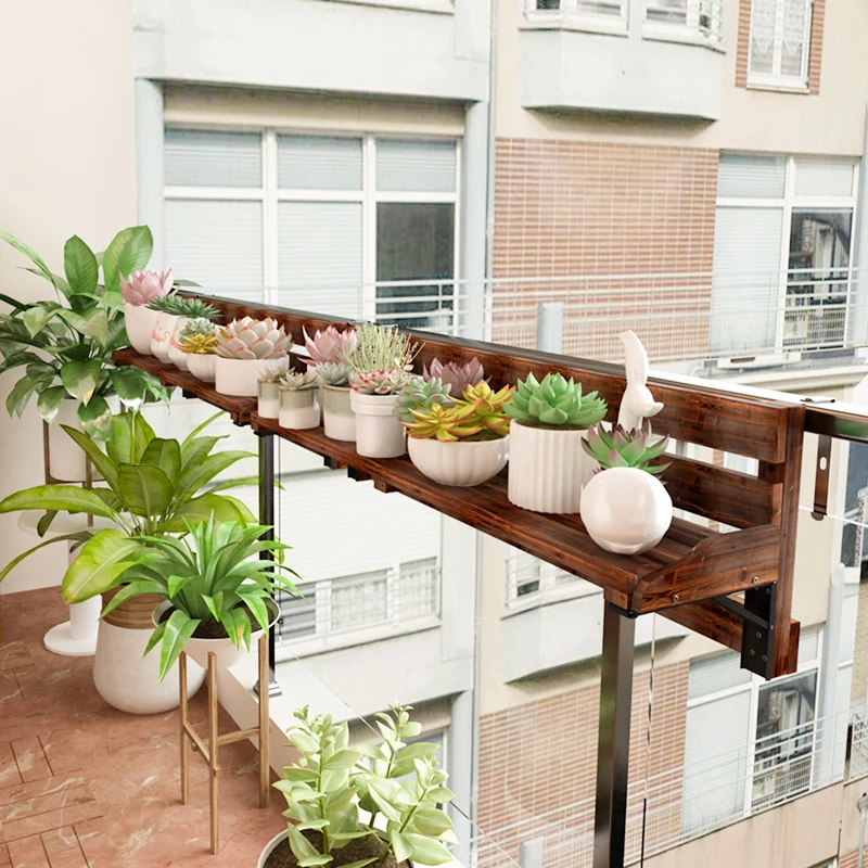 Balcony Hanging Planter Foldable Succulent Window Shelf Outdoor Flower Display Rack Space-Saving Wall Mounted Plant Holder