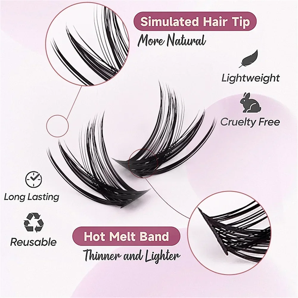 120pcs Cluster Lashes Natural Look Wispy Individual Lashes D Curl Eyelash Extensions Fluffy Cluster Lashes