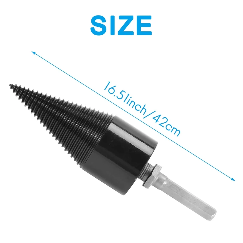 3Pcs Firewood Log Splitter Drill Bits, Removable Wood Splitter Drill Bits, Hex Square Round Hanle Drill (42Mm)