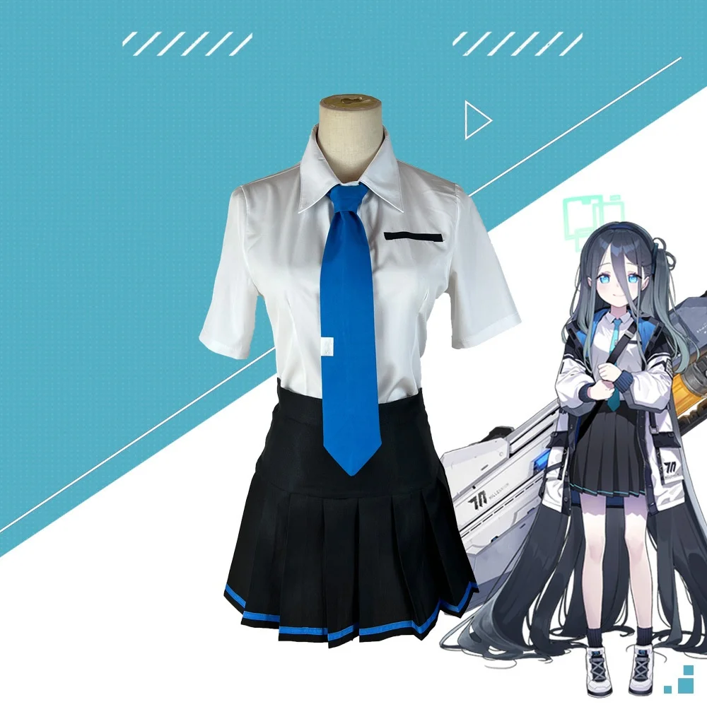 Azure cosplay costume, anime game style women's campus uniform set, including jacket, shirt, tie, and skirt, suitable for Hallow view 5