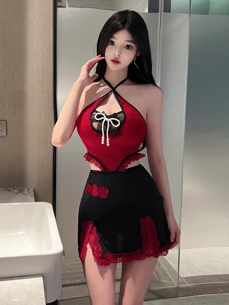 

Sexy Hollow out Lace loween Dr Bal Strapl Gown Pure Desire Sle Hollow Ba Design Turn down Collar Bodycon Dr