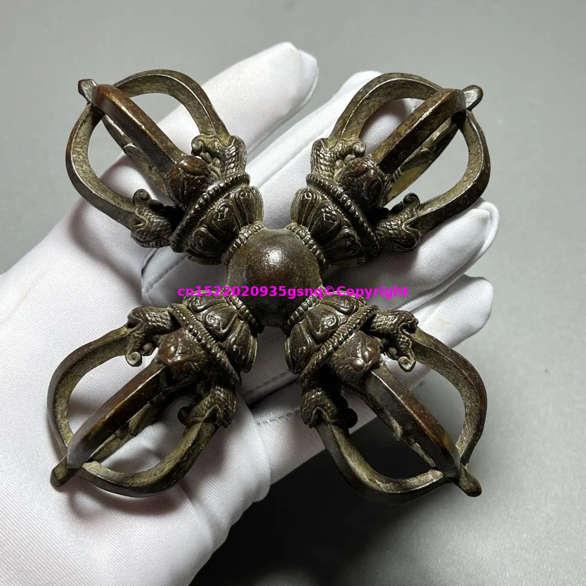 Wholesale Buddhist supplies bronze Carving cross-shaped vajra buddha talisman exorcise evil spirits blessed family peace