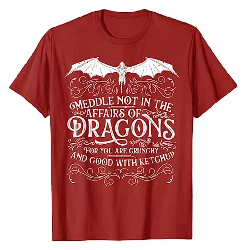 Do Not Meddle In The Affairs of Dragons, Fantasy Art T-Shirt Funny Gamer Graphic Tee Tops Video Game Lover Outfits Novelty Gifts