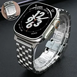 Men Stainless Steel Strap for Apple Watch 10 46mm Ultra 1 2 49mm Luxury Link Bracelet for Iwatch Series 9 8 7 6 5 4 Se 45mm 44mm