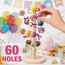 1/2Pcs Lollipop Storage Container Wooden Lollipop Stand Adjustable Lollipop Holder Display Rack 60 Hole Party Dessert Bracket