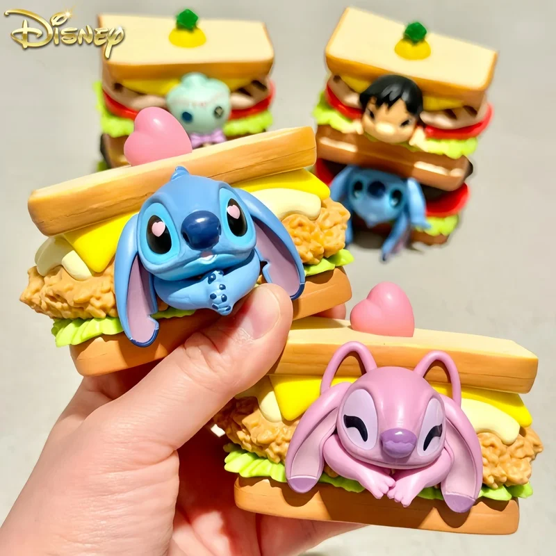 Original Disney Stitch Sandwich Series Box Fashion Player Kawaii Anime Figure Model Decoration Collection Toys Birthday Gifts