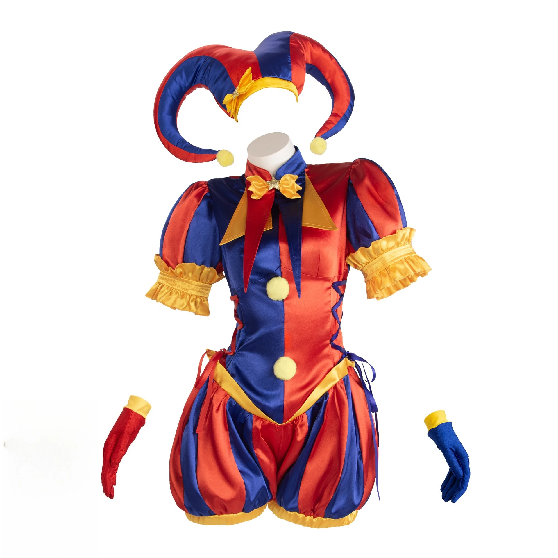 Pomni Clown Costume 5Pcs Set The Amazing Digital Circus Jumpsuit Halloween Cosplay Outfit for Kids Girls Toddler Girl Clothes