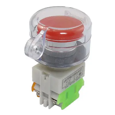 AC 660V 10A 22mm Red Mushroom Momentary Push Button Switch NO/NC w Cover