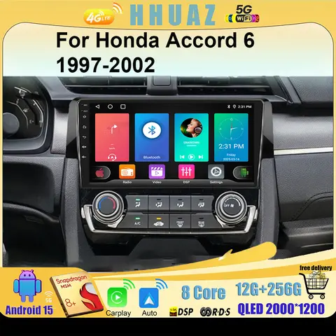 Android 15 Carplay Auto For Honda Civic 10 FC FK 2015-2020 Car Radio Multimedia Player Audio Autoradio GPS Stereo 2din Head Unit