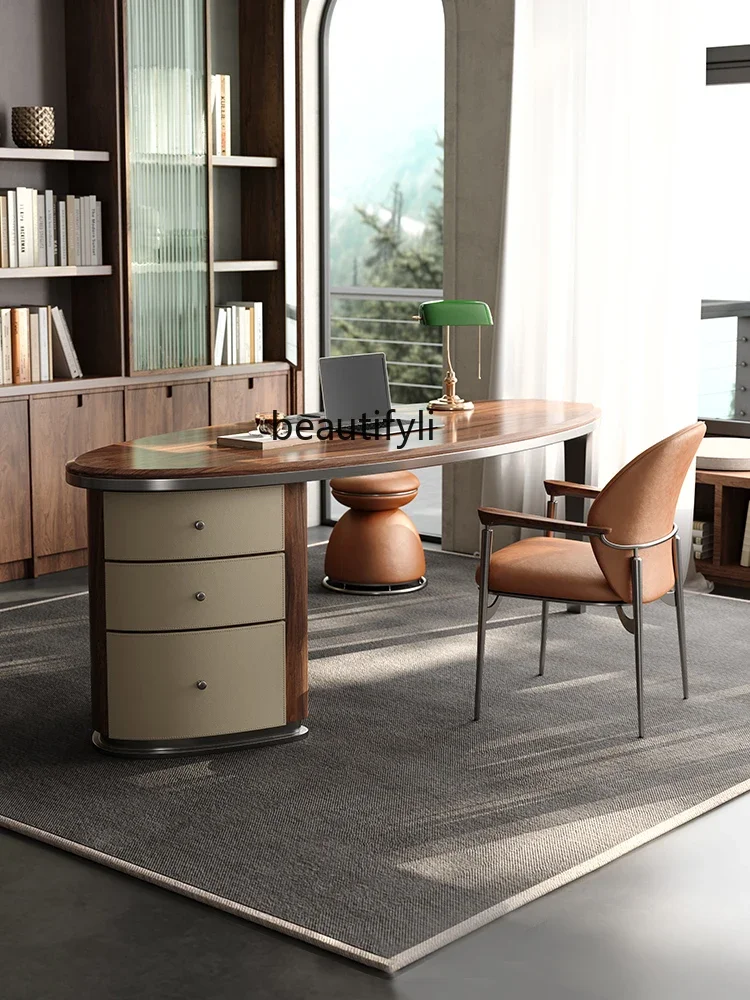 

Italian solid wood desk modern home desk new Chinese computer desk high sense