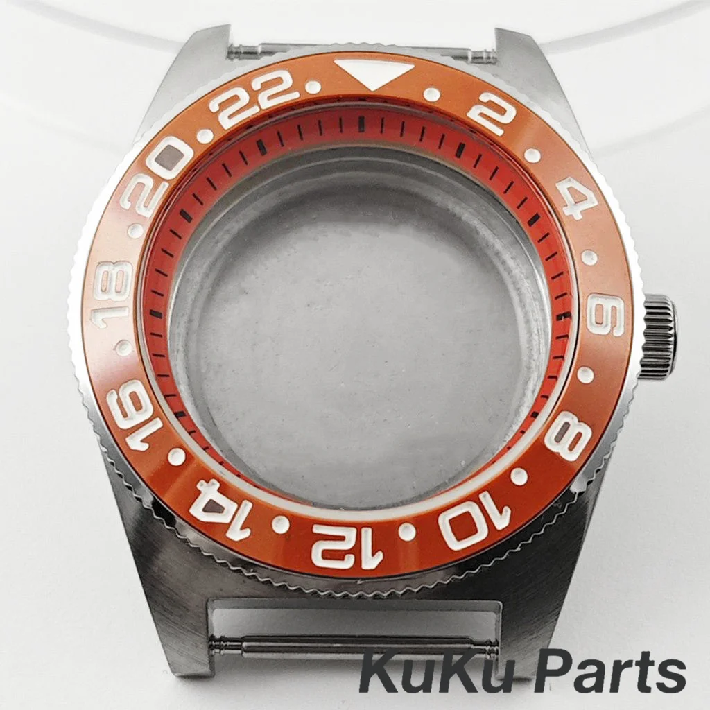 

40 мм NH35 62MAS Дайвинг GMT Керамический безель Оранжевое кольцо Корпуса часов для NH35 NH36 NH34 NH38 NH70 4R35 Модифицированный механизм 28,5 мм циферблата