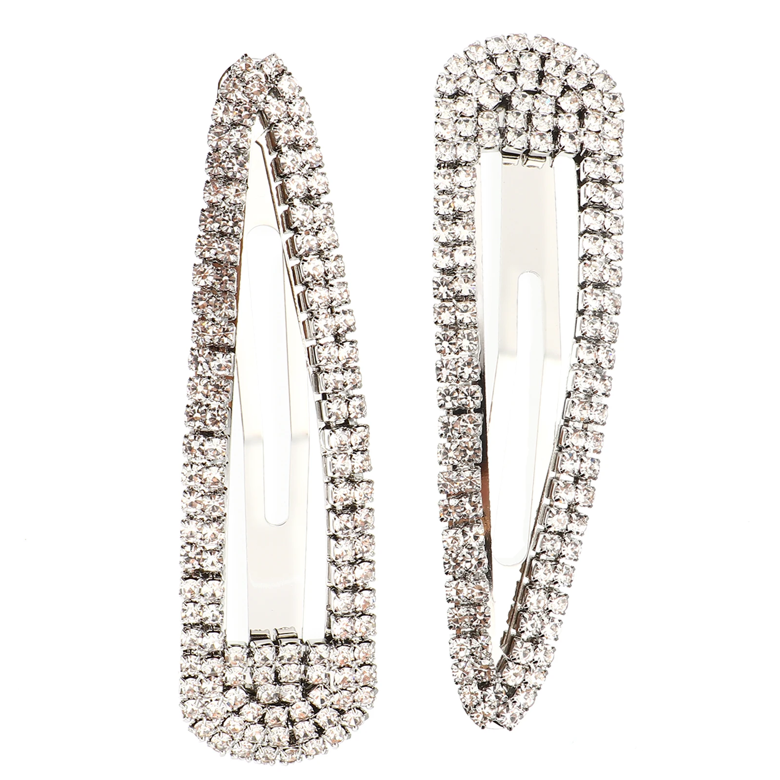 

2Pcs Waterdrop Metal Hair Clips Rhinestone Barrettes Silver Color Long Lasting Quality Thick Thin Hair Straight Curly Wedding