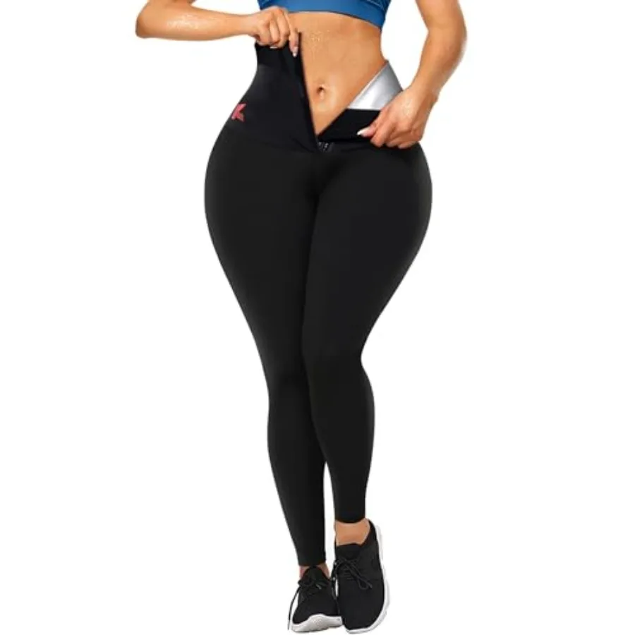 

KUMAYES Sauna Leggings Suits for Women Sweat Pants High Waist Compression Slimming Hot Thermo Waist Train Body Shaper