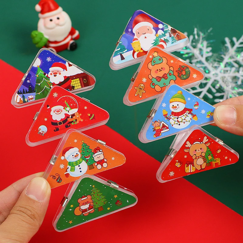 5PCS Cartoon Christmas Triangle Note Clip Cute Book Corner Decoration Bookmarker Multifunctional Stationery Storage Clips