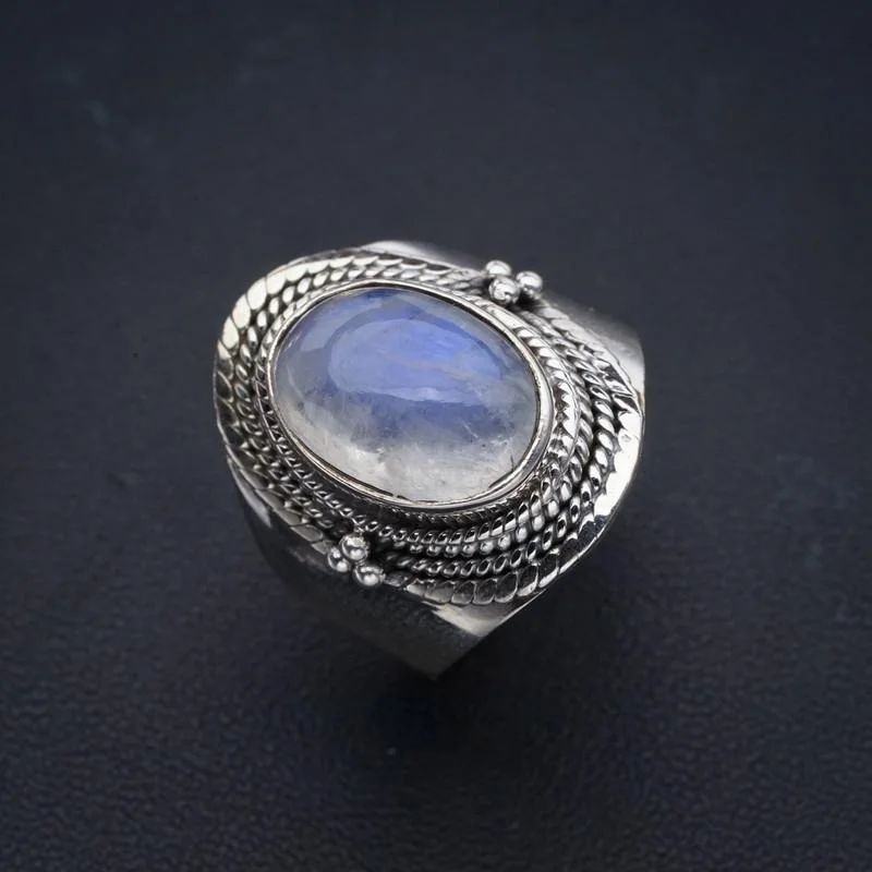 Stargems®Handmade Moonstone natural anel, prata esterlina 925, 9, F0797