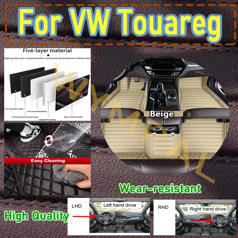 

Luxury Waterproof Car Floor Mats For VW Touareg 7L 2002~2009 5saet Protective Pad Car Matt Tapetes Automovil Car Accessories
