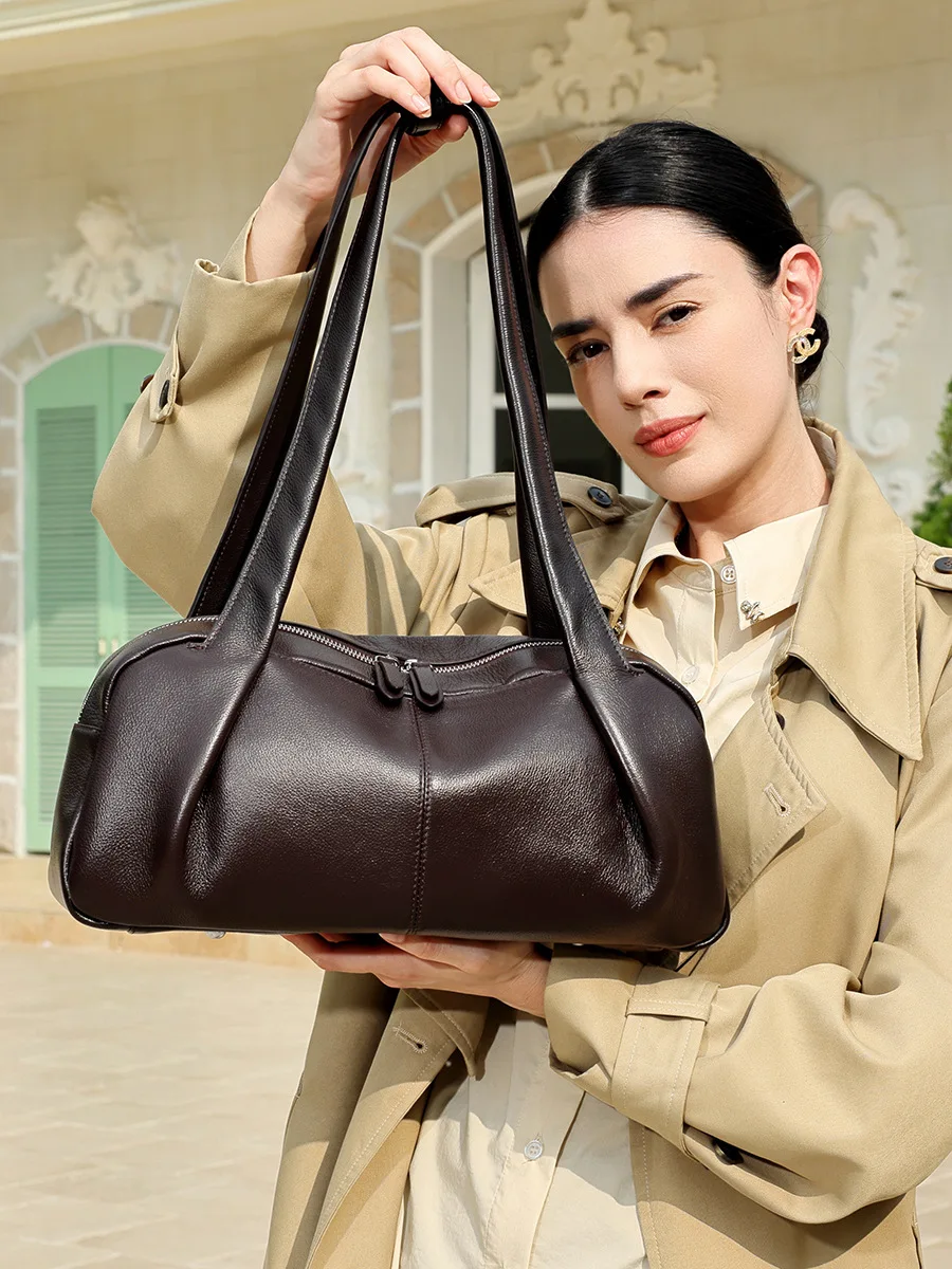 Soft Genuine Leather Underarm Bag Korean-style Niche-Design Shoulder Bag Fashion Simple Cloud Bag Versatile Hobo Bag For Women
