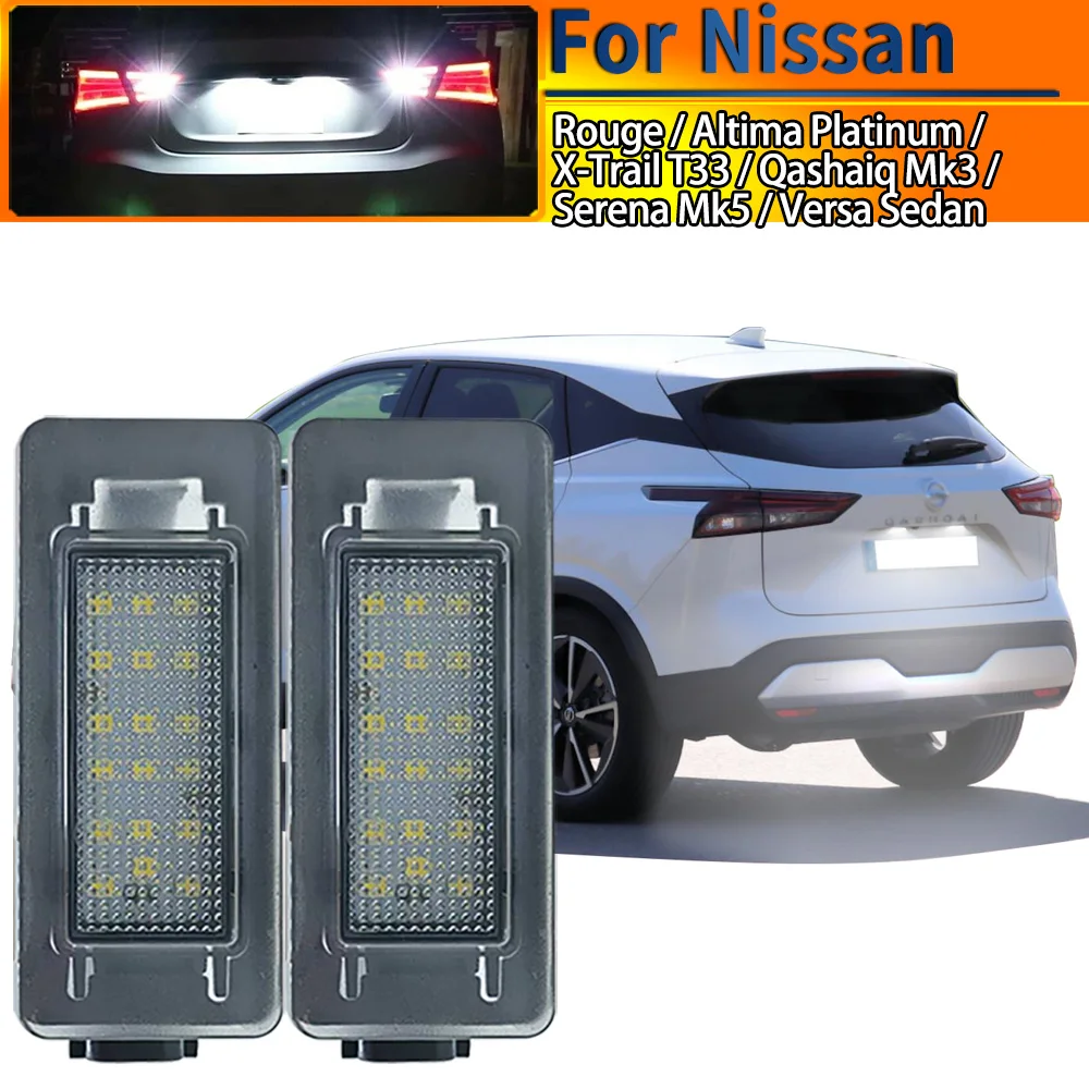 LED Number License Plate Light For Nissan Altima Versa Sedan 2019-2021 Serena 2016- Rouge Qashqai iii X-Trail 2021- Car Styling