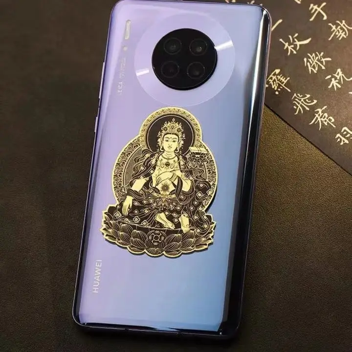 for New Three-dimensional Pure Copper Twelve Mobile Phone Sticker with This Life Buddha Gold Auspicious Metal Phone Sticker