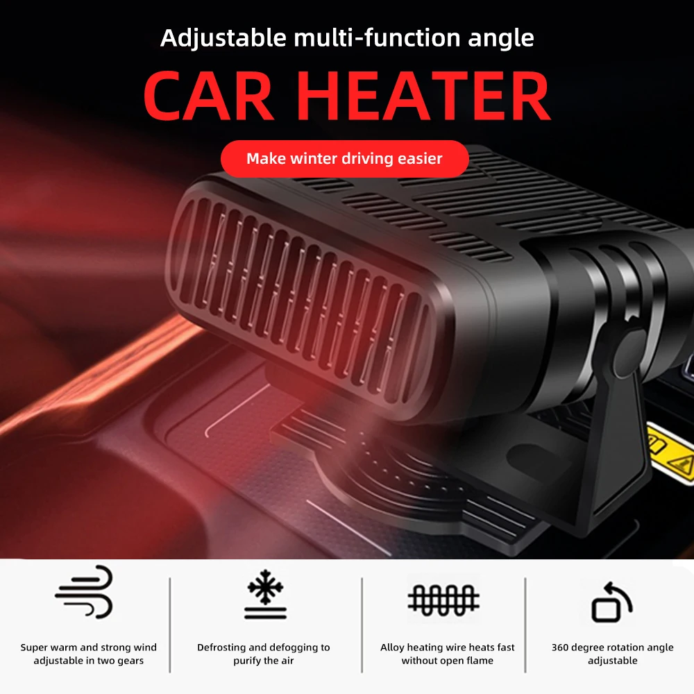 12V/24V 2IN1 Car Cooling & Heater Fan Auto Windshield Anti-Fog Electric Heating Dryer Defogging Demister Defroster