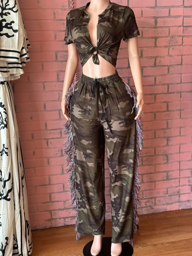 2 Piece Women Sets 2024 New Arrival Summer Autumn Matching Sets Camouflage Two Pieces Sets Top And Pants Suits Outfits Clothing