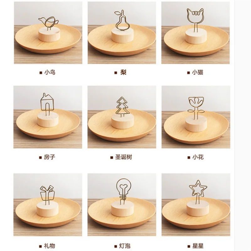 1/3/10pcs Creative Round Wooden Note Picture Frame Clip Table Number Wedding Photo Holder Photo Clip Memo Name Card Hold