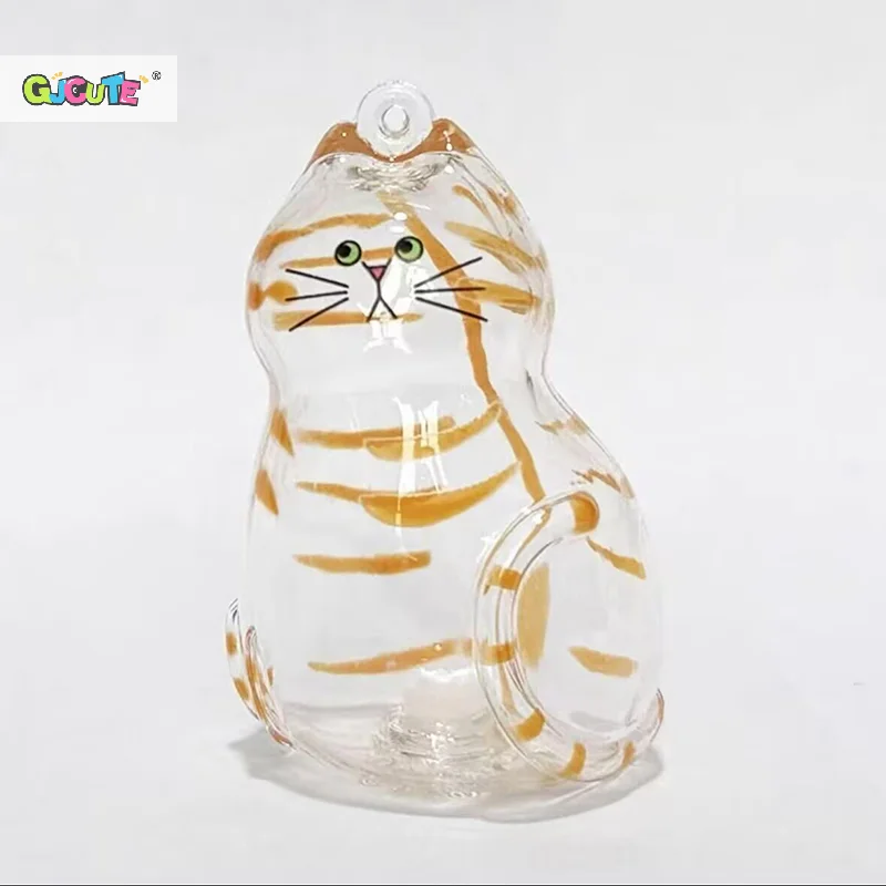 Memorial gato recipiente de armazenamento de cabelo em forma de gato chaveiro portátil artesanal boneca diy chaveiros acessórios