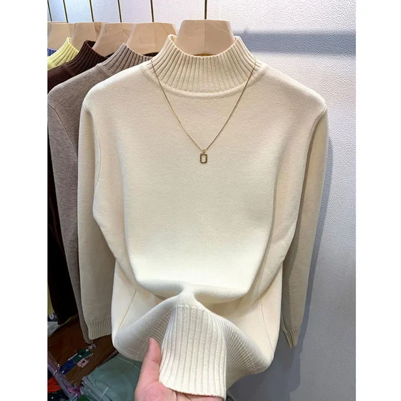 Lucyever Turtleneck Sweaters Women Autumn Winter Thicken Warm Knitted Pullovers Female Casual Loose Solid Color Cashmere Jumpers