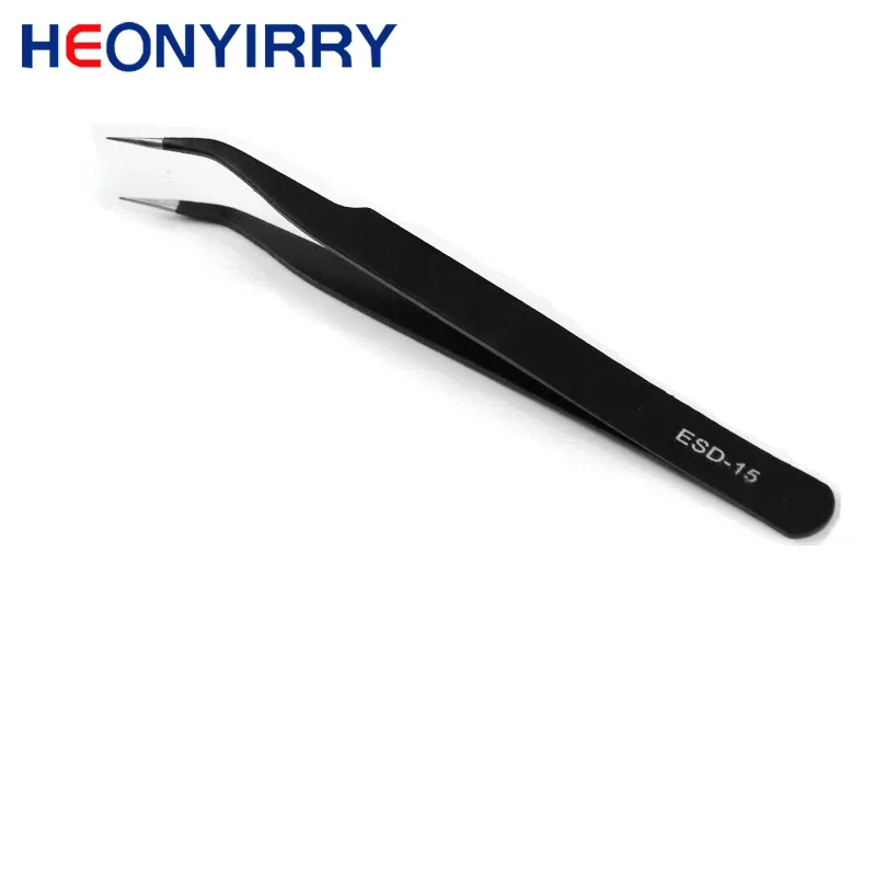 2/6 Pcs Anti-static ESD Stainless Steel Tweezers Maintenance Tools Industrial Precision Curved Straight Tweezers Repair Tools