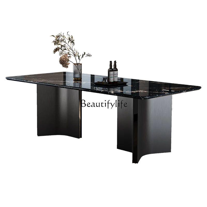 

Light luxury high-end marble dining table Modern simple rectangular household dining table
