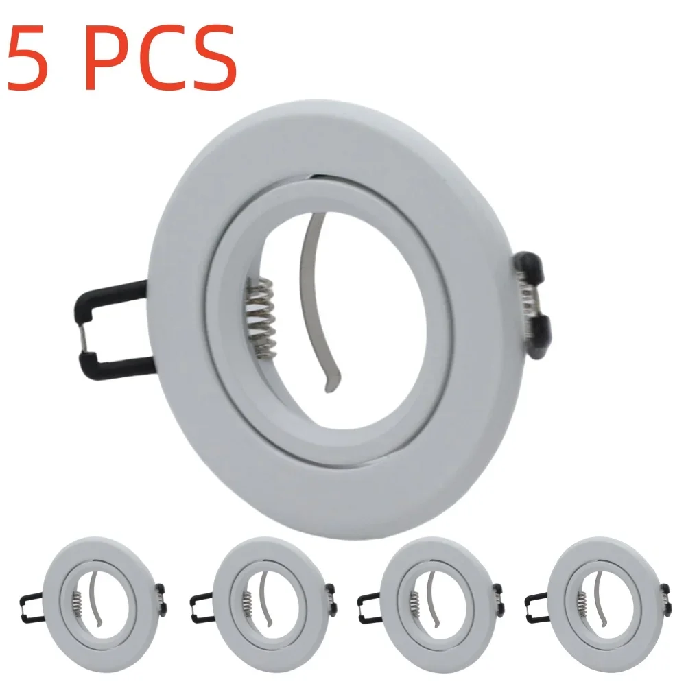 2/5/10 sztuk chromowane wpuszczane reflektory sufitowe LED rama okrągłe GU10 uchwyty opraw regulowane światło punktowe MR16 podstawa światła montaż