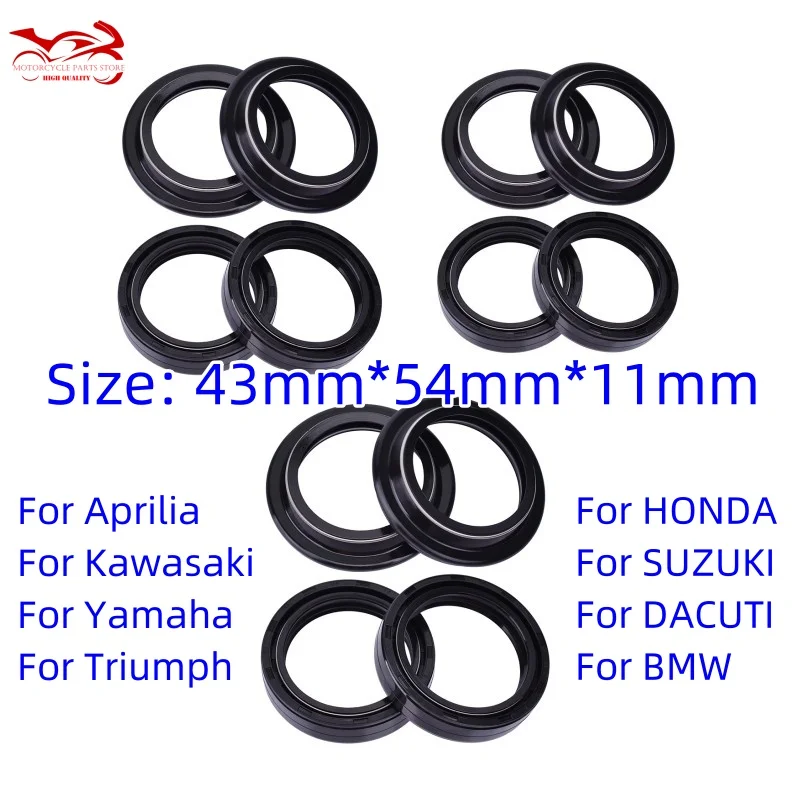 43*54*11 Oil Seal Fork 43mm For Honda XR 250 400 600 650 VFR800 CB 1300 1000 CBR 1000 1100 929 954 900 600 XRV VT 750 CRF250 ABS