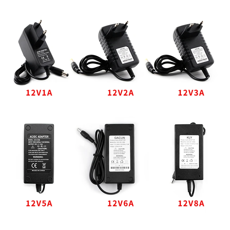 

Power Adapter 12V 1A 2A 3A 5A 6A 8A Universal Power Supply Adapter AC to DC Switching Charger Adapter For LED Strip Lamp US EU