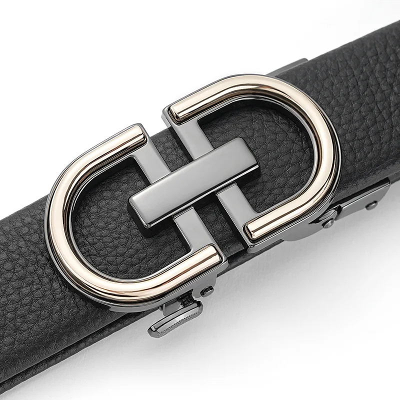 新しいメンズ本革ベルト純粋なカーフスキンファッショナブルなカジュアルビジネスハイエンドパンツウエストベルト自動バックルトレンディ
