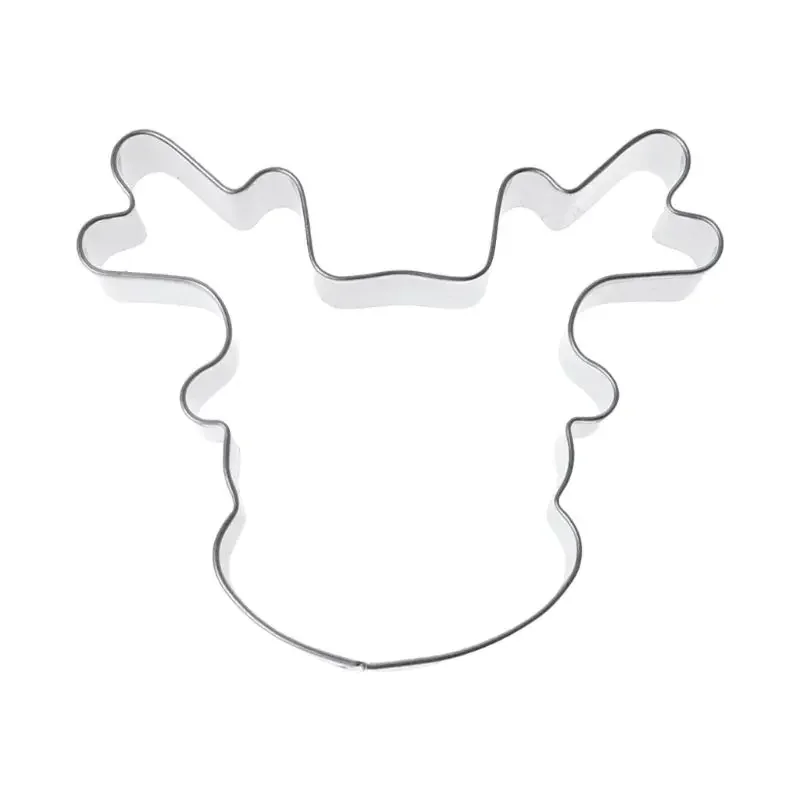 New Stainless Steel Cookie Cutter Biscuit Mold Christmas Deer Head Reindeer Mould DIY Tool Fondant  Gingerbread Man